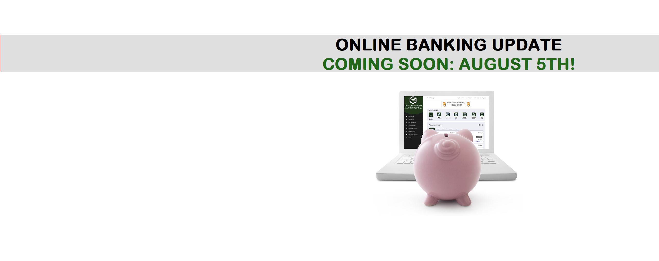 Online Banking Update coming August 5th